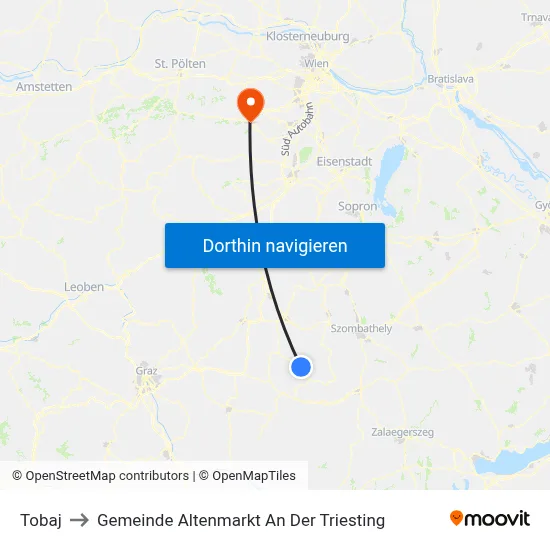 Tobaj to Gemeinde Altenmarkt An Der Triesting map