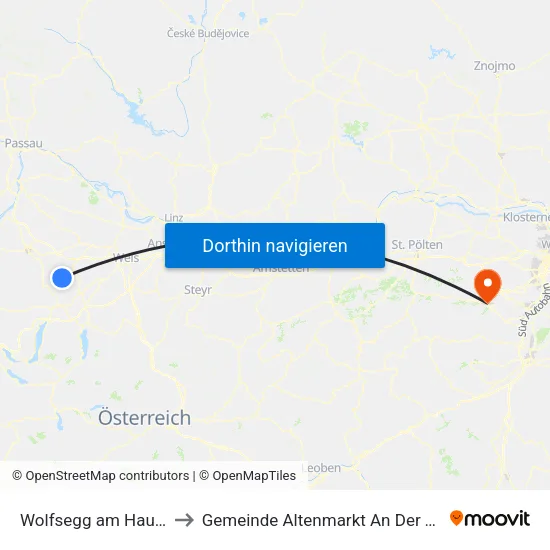 Wolfsegg am Hausruck to Gemeinde Altenmarkt An Der Triesting map