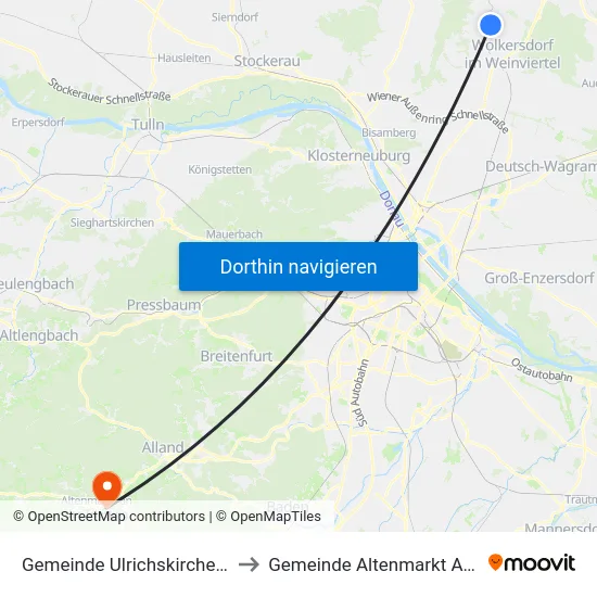 Gemeinde Ulrichskirchen-Schleinbach to Gemeinde Altenmarkt An Der Triesting map