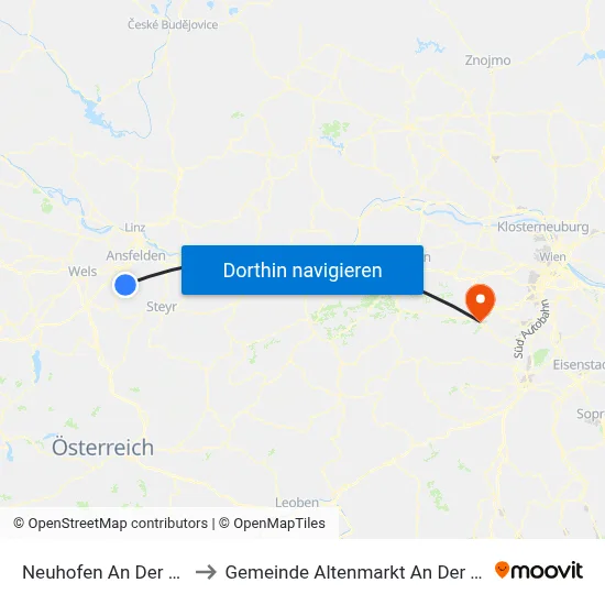 Neuhofen An Der Krems to Gemeinde Altenmarkt An Der Triesting map
