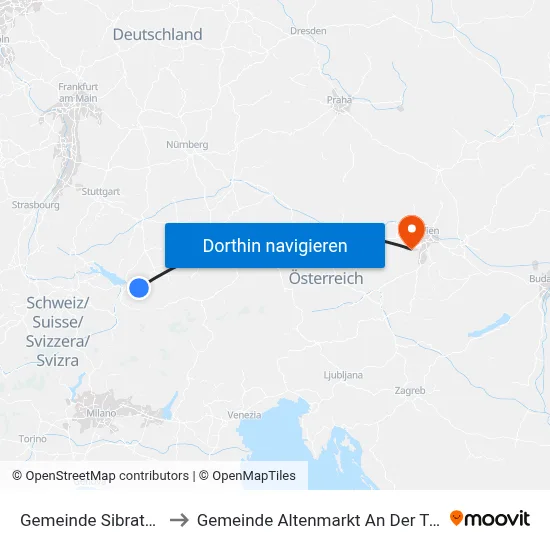 Gemeinde Sibratsgfäll to Gemeinde Altenmarkt An Der Triesting map