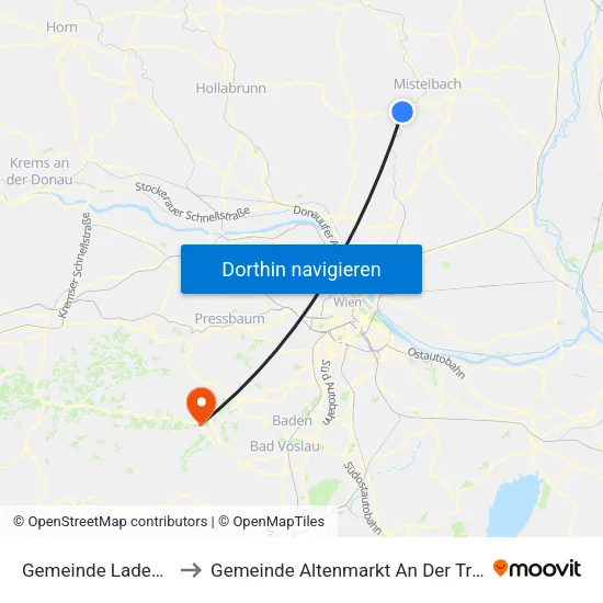 Gemeinde Ladendorf to Gemeinde Altenmarkt An Der Triesting map