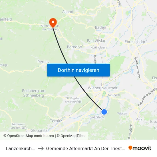 Lanzenkirchen to Gemeinde Altenmarkt An Der Triesting map