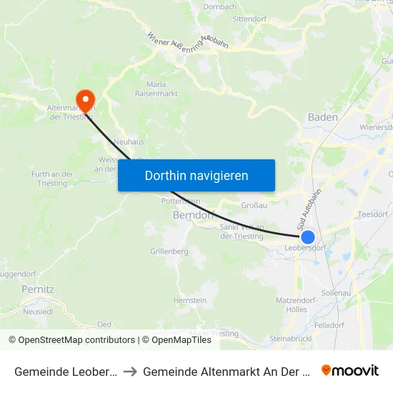 Gemeinde Leobersdorf to Gemeinde Altenmarkt An Der Triesting map