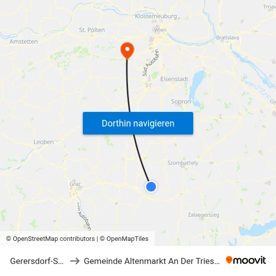 Gerersdorf-Sulz to Gemeinde Altenmarkt An Der Triesting map