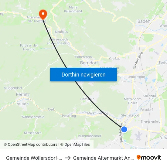 Gemeinde Wöllersdorf-Steinabrückl to Gemeinde Altenmarkt An Der Triesting map
