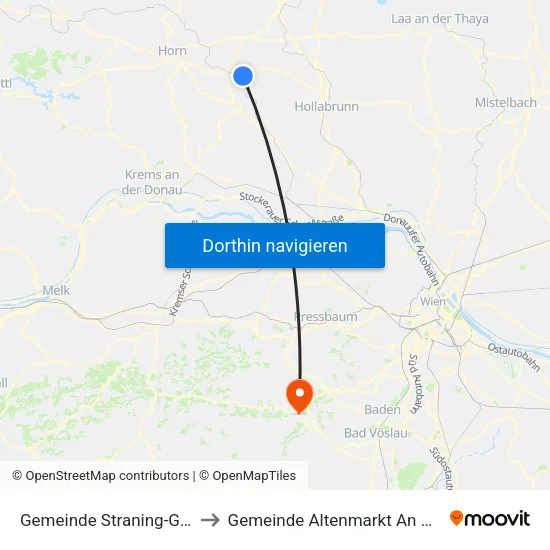 Gemeinde Straning-Grafenberg to Gemeinde Altenmarkt An Der Triesting map