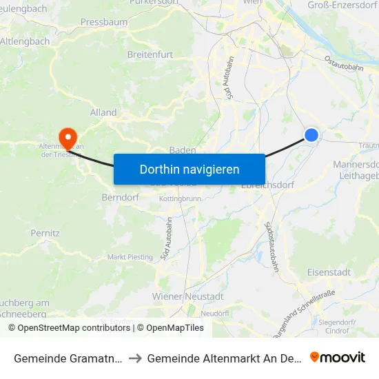 Gemeinde Gramatneusiedl to Gemeinde Altenmarkt An Der Triesting map