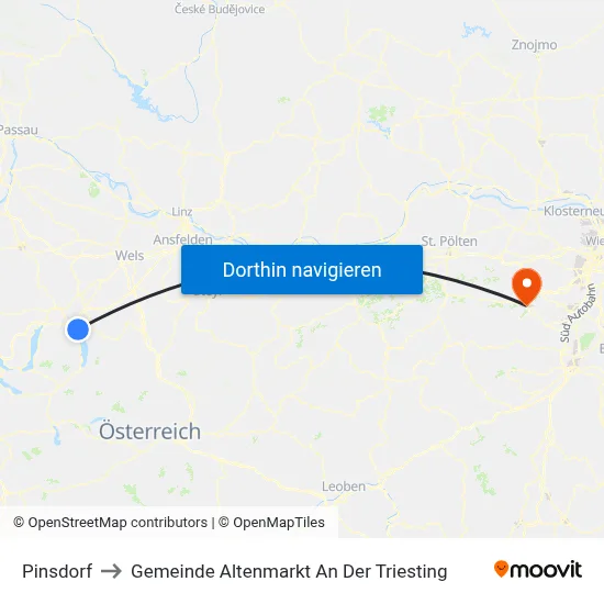 Pinsdorf to Gemeinde Altenmarkt An Der Triesting map