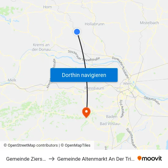 Gemeinde Ziersdorf to Gemeinde Altenmarkt An Der Triesting map