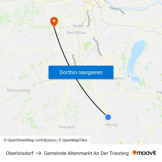 Oberloisdorf to Gemeinde Altenmarkt An Der Triesting map