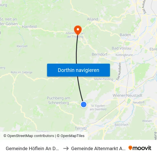 Gemeinde Höflein An Der Hohen Wand to Gemeinde Altenmarkt An Der Triesting map