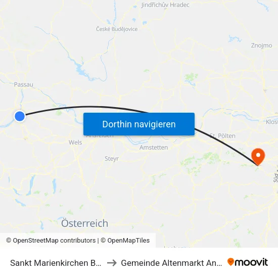 Sankt Marienkirchen Bei Schärding to Gemeinde Altenmarkt An Der Triesting map