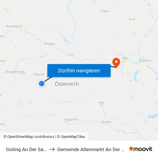 Golling An Der Salzach to Gemeinde Altenmarkt An Der Triesting map