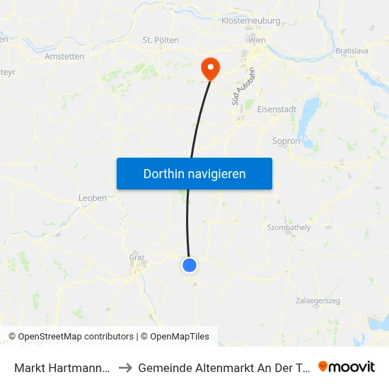 Markt Hartmannsdorf to Gemeinde Altenmarkt An Der Triesting map