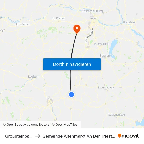 Großsteinbach to Gemeinde Altenmarkt An Der Triesting map