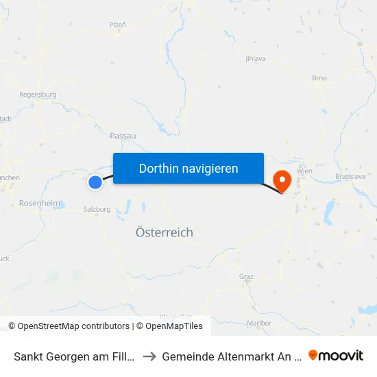Sankt Georgen am Fillmannsbach to Gemeinde Altenmarkt An Der Triesting map