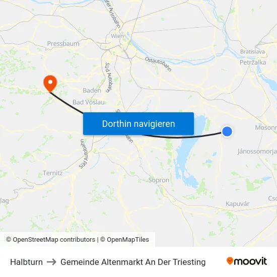 Halbturn to Gemeinde Altenmarkt An Der Triesting map