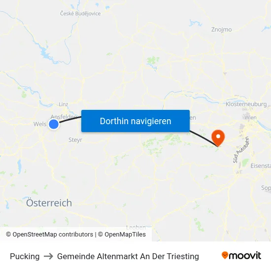 Pucking to Gemeinde Altenmarkt An Der Triesting map