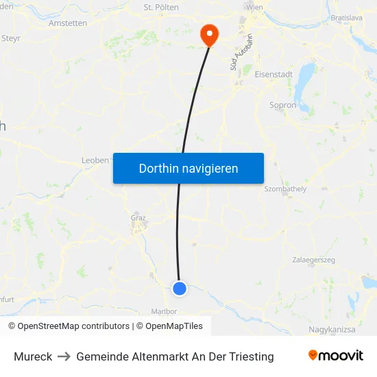 Mureck to Gemeinde Altenmarkt An Der Triesting map