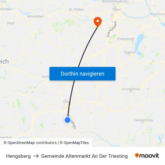 Hengsberg to Gemeinde Altenmarkt An Der Triesting map