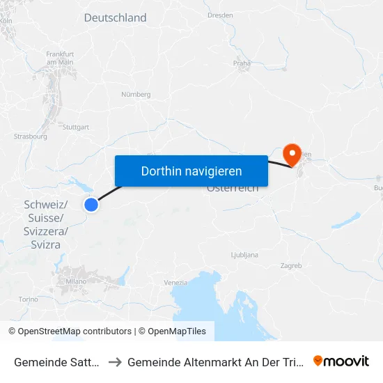 Gemeinde Satteins to Gemeinde Altenmarkt An Der Triesting map