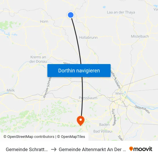 Gemeinde Schrattenthal to Gemeinde Altenmarkt An Der Triesting map