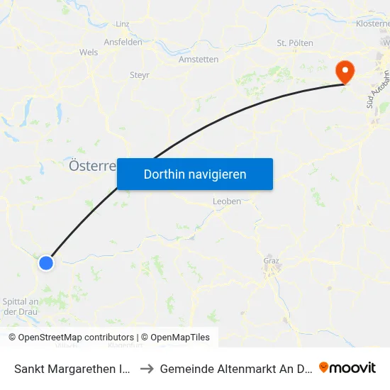Sankt Margarethen Im Lungau to Gemeinde Altenmarkt An Der Triesting map