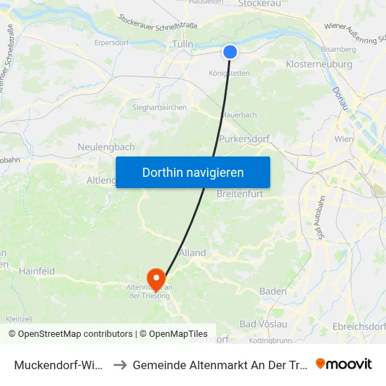 Muckendorf-Wipfing to Gemeinde Altenmarkt An Der Triesting map