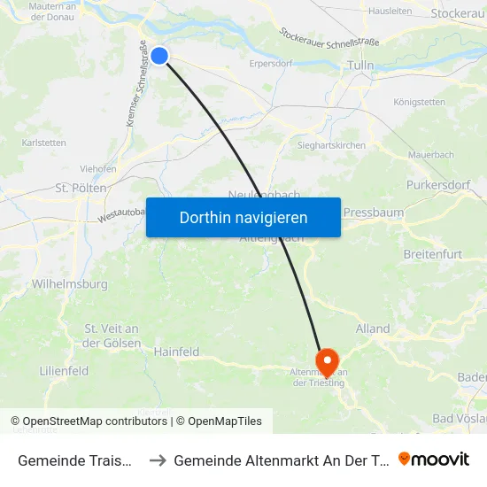 Gemeinde Traismauer to Gemeinde Altenmarkt An Der Triesting map