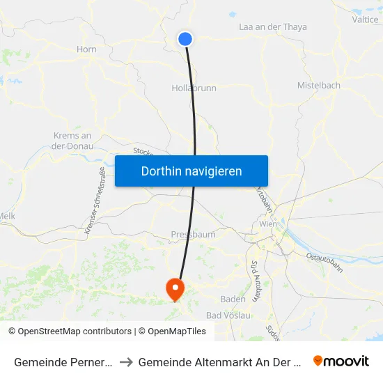Gemeinde Pernersdorf to Gemeinde Altenmarkt An Der Triesting map