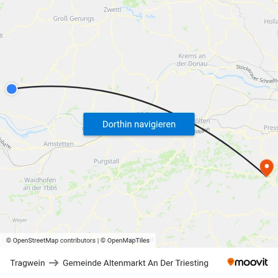 Tragwein to Gemeinde Altenmarkt An Der Triesting map