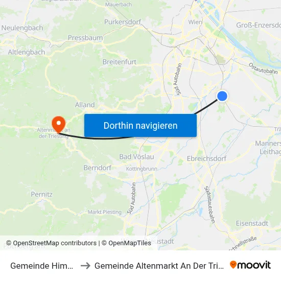 Gemeinde Himberg to Gemeinde Altenmarkt An Der Triesting map
