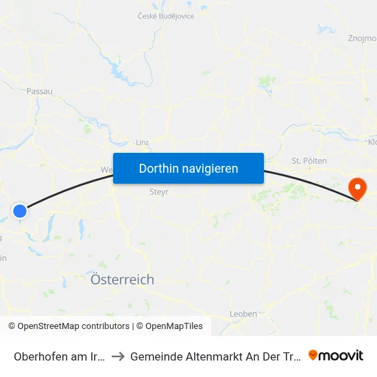 Oberhofen am Irrsee to Gemeinde Altenmarkt An Der Triesting map
