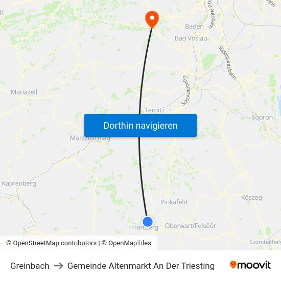 Greinbach to Gemeinde Altenmarkt An Der Triesting map