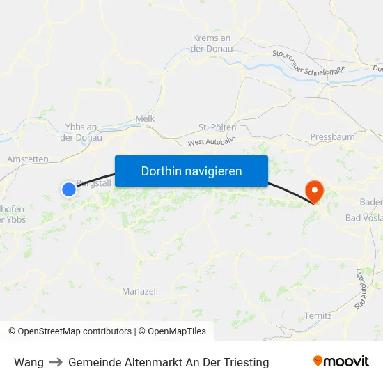 Wang to Gemeinde Altenmarkt An Der Triesting map
