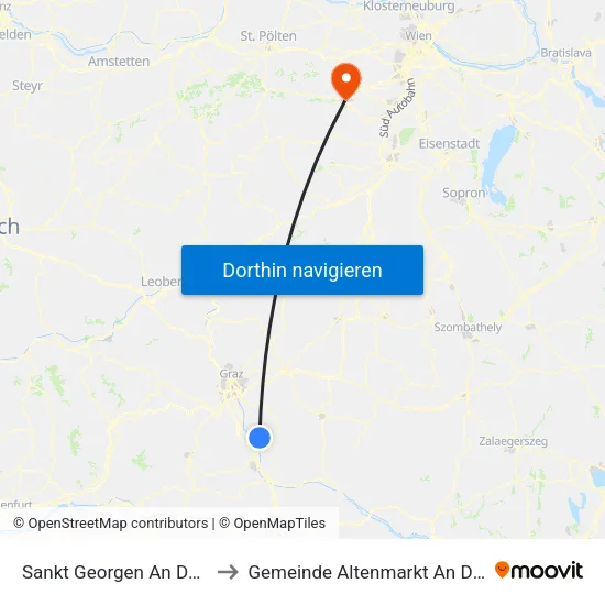 Sankt Georgen An Der Stiefing to Gemeinde Altenmarkt An Der Triesting map