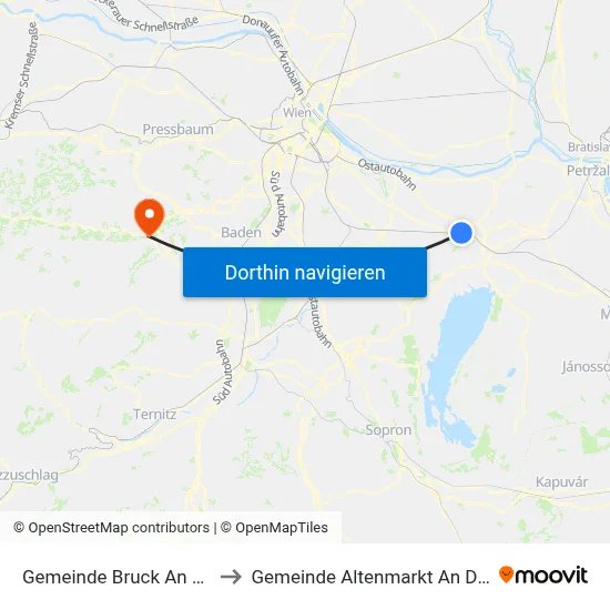 Gemeinde Bruck An Der Leitha to Gemeinde Altenmarkt An Der Triesting map