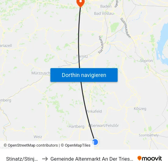 Stinatz/Stinjaki to Gemeinde Altenmarkt An Der Triesting map