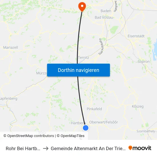 Rohr Bei Hartberg to Gemeinde Altenmarkt An Der Triesting map