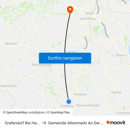 Grafendorf Bei Hartberg to Gemeinde Altenmarkt An Der Triesting map