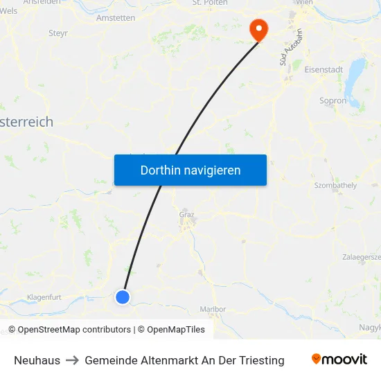 Neuhaus to Gemeinde Altenmarkt An Der Triesting map