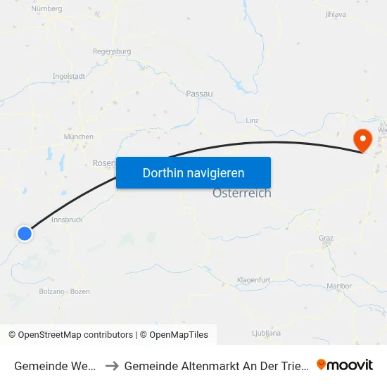 Gemeinde Wenns to Gemeinde Altenmarkt An Der Triesting map