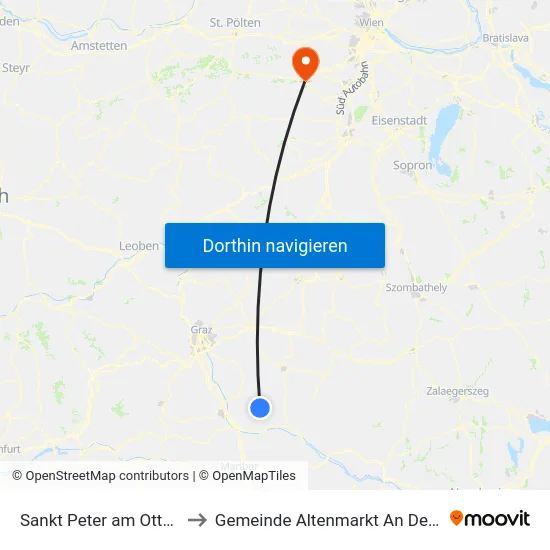 Sankt Peter am Ottersbach to Gemeinde Altenmarkt An Der Triesting map
