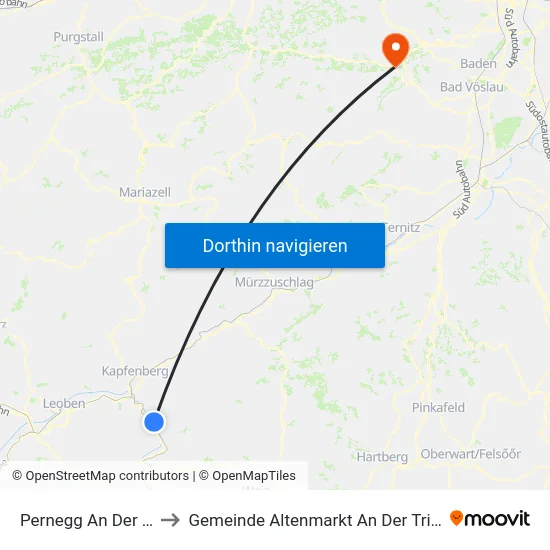 Pernegg An Der Mur to Gemeinde Altenmarkt An Der Triesting map