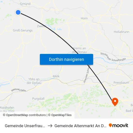 Gemeinde Unserfrau-Altweitra to Gemeinde Altenmarkt An Der Triesting map