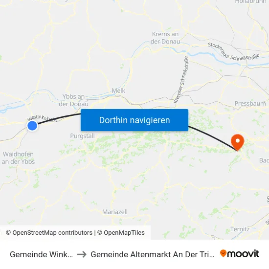 Gemeinde Winklarn to Gemeinde Altenmarkt An Der Triesting map