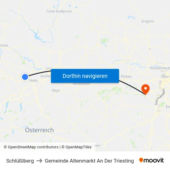 Schlüßlberg to Gemeinde Altenmarkt An Der Triesting map