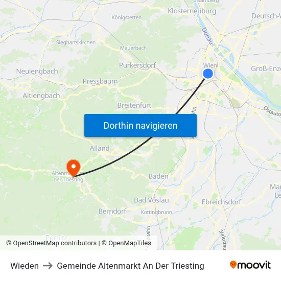 Wieden to Gemeinde Altenmarkt An Der Triesting map