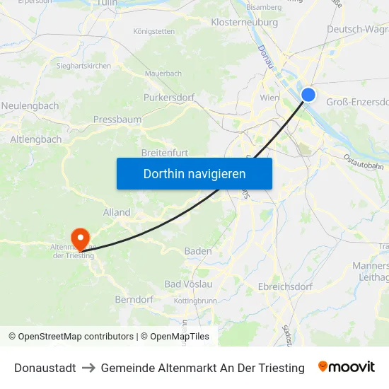 Donaustadt to Gemeinde Altenmarkt An Der Triesting map